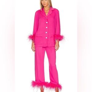 Sleeper Pink Feather Trim Pajama Set